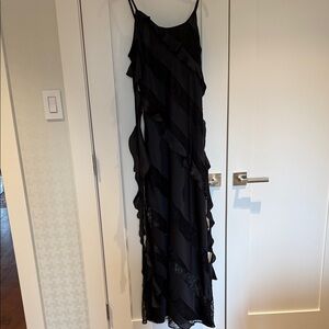 Topshop Elegant Black Ruffled Dress